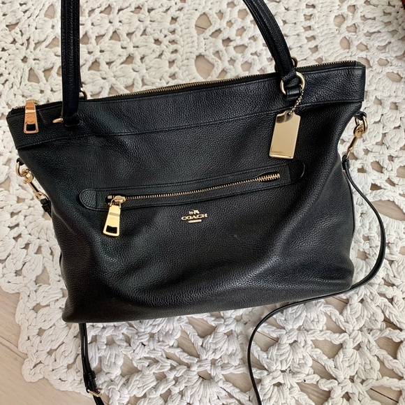 Coach Black Leather Shoulder bag with AdjustableStraps - Picture 6 of 17